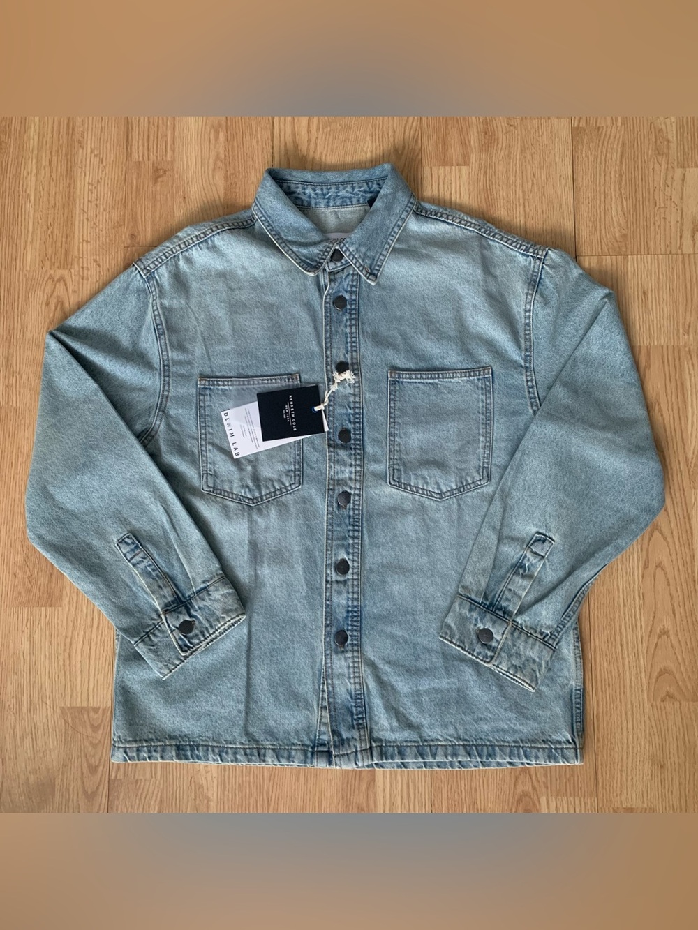 Kenneth Cole Denim Lab Light Wash Denim Shirt Jacket Men’s M Button up Western